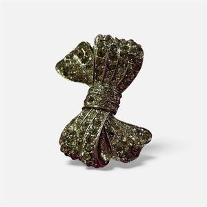 Vintage Silver and Crystal Rhinestone Bow Brooch Pin